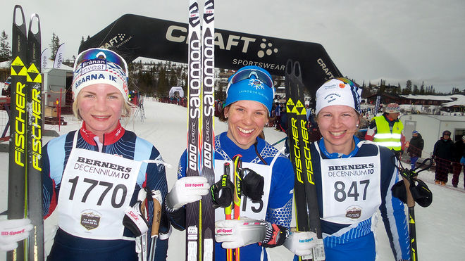 LINA KORSGREN (mitten) var snabbaste dam före Evelina Settlin (höger) och Elin Mohlin. Foto: THORD ERIC NILSSON