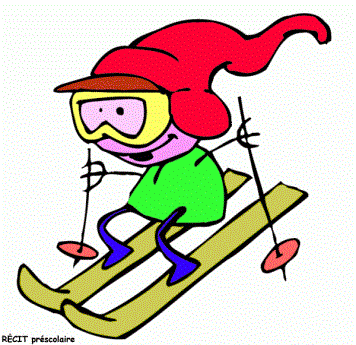 barn på ski - tegning