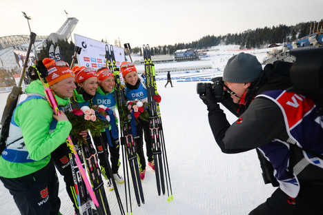 11.03.2016, Oslo, Norway (NOR):Franziska Preuss (GER), Franziska Hildebrand (GER), Maren Hammerschmidt (GER), Laura Dahlmeier (GER) - IBU world championships biathlon, relay women, Oslo (NOR). www.nordicfocus.com. © Tumashov/NordicFocus. Every downloade Tumashov/NordicFocus 11.03.2016, Oslo, Norway (NOR):Franziska Preuss (GER), Franziska Hildebrand (GER), Maren Hammerschmidt (GER), Laura Dahlmeier (GER) - IBU world championships biathlon, relay women, Oslo (NOR). www.nordicfocus.com. © Tumashov/NordicFocus. Every downloade