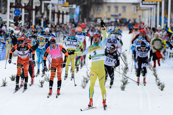 06.03.2016, Mora, Sweden (SWE):Anders Hoest (NOR), Stian Hoelgaard (NOR), John Kristian Dahl (NOR), (l-r) - Ski Classics and FIS Marathon Cup Vasaloppet, Mora (SWE). www.nordicfocus.com. © Rauschendorfer/NordicFocus. Every downloaded picture is fee-lia NordicFocus