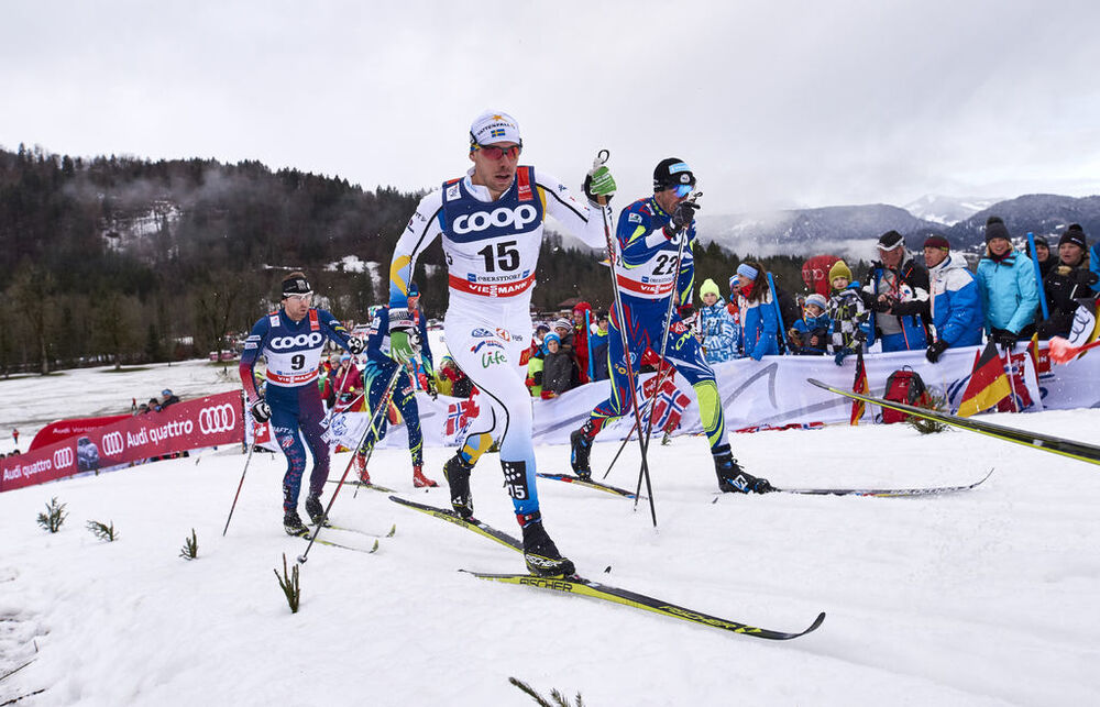 05.01.2016, Oberstdorf, Germany (GER):Andrew Newell (USA), Emil Joensson (SWE), Maurice Manificat (FRA), (l-r)  - FIS world cup cross-country, tour de ski, individual sprint, Oberstdorf (GER). www.nordicfocus.com. © Felgenhauer/NordicFocus. Every downlo