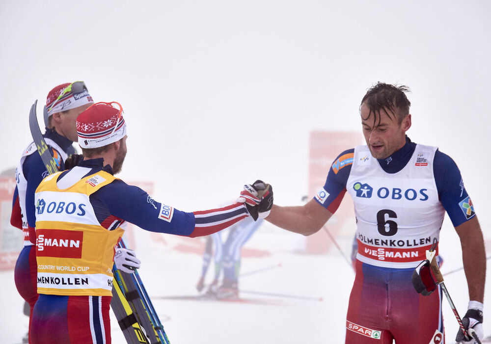 06.02.2016, Oslo, Norway (NOR):Martin Johnsrud Sundby (NOR), Petter Northug (NOR), (l-r)  - FIS world cup cross-country, mass men, Oslo (NOR). www.nordicfocus.com. © Felgenhauer/NordicFocus. Every downloaded picture is fee-liable.