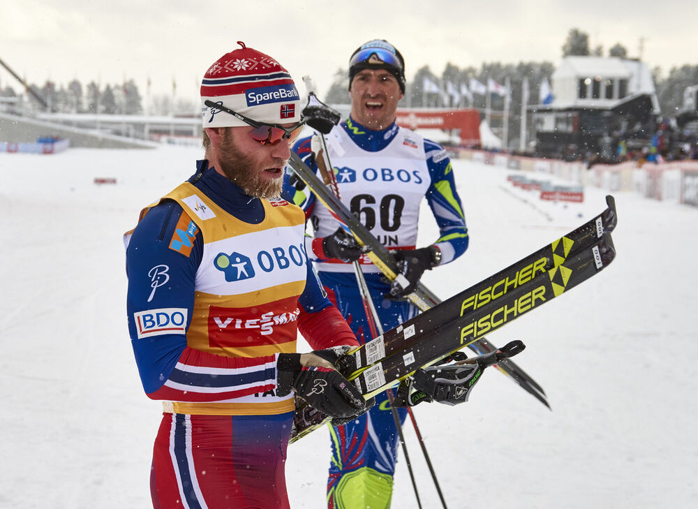 13.02.2016, Falun, Sweden (SWE):Martin Johnsrud Sundby (NOR), Maurice Manificat (FRA), (l-r)  - FIS world cup cross-country, 10km men, Falun (SWE). www.nordicfocus.com. © Felgenhauer/NordicFocus. Every downloaded picture is fee-liable.