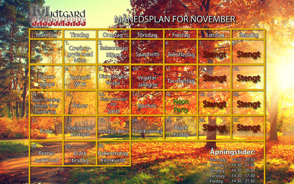 Månedsplan November 2016 Midtgard