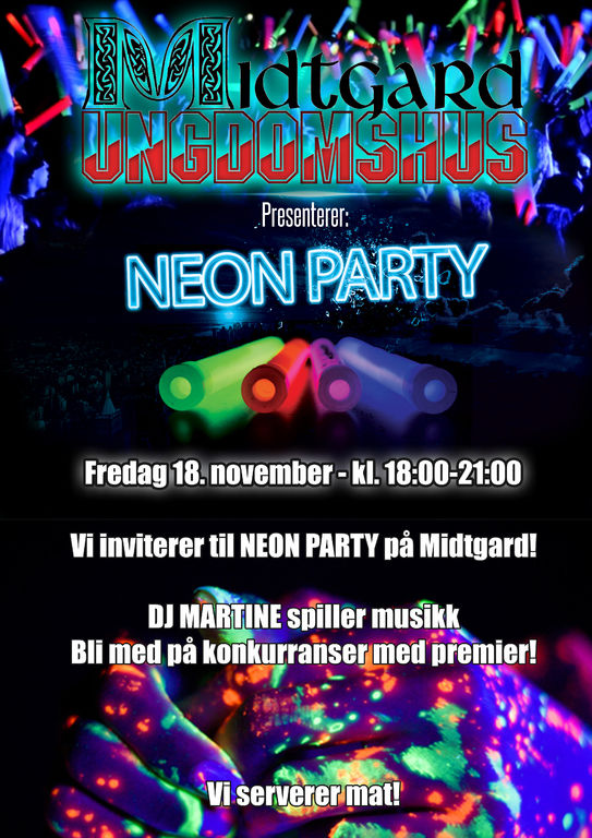 Neonparty Midtgard bilde med tekst