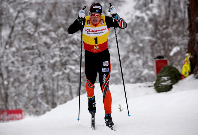 HUGO JACOBSSON från Falun-Borlänge SK blev bäste svensk i herrarnas juniorklass den klassiska sprinten i Bruksvallarna med en andra plats. Foto/rights: KJELL-ERIK KRISTIANSEN/sweski.com