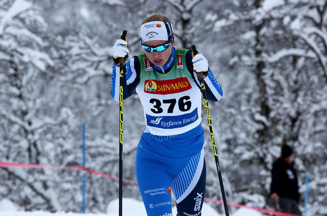 EVELINA SETTLIN från Hudiksvall går in i världscuplaget i Davos kommande helg. Här från Bruksvallsloppet i år. Foto/rights: KJELL-ERIK KRISTIANSEN/sweski.com