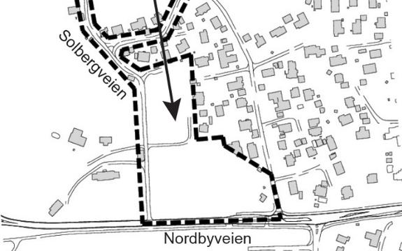Kartutsnitt for reguleringsplan for Solbergveien 1