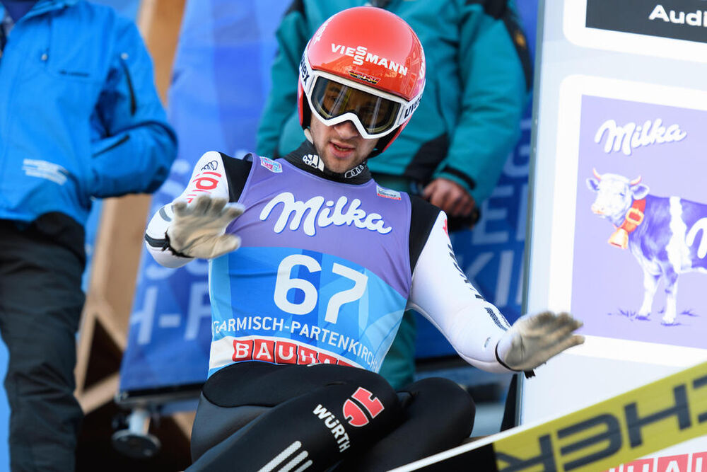 31.12.2016, Garmisch, Germany (GER):Markus Eisenbichler (GER) - FIS world cup ski jumping, four hills tournament, training, Garmisch (GER). www.nordicfocus.com. © Rauschendorfer/NordicFocus. Every downloaded picture is fee-liable.