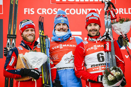 08.01.2017, Val di Fiemme, Italy (ITA):Martin Johnsrud Sundby (NOR), Sergey Ustiugov (RUS), Alex Harvey (CAN), (l-r) - FIS world cup cross-country, tour de ski, final climb men, Val di Fiemme (ITA). www.nordicfocus.com. © Modica/NordicFocus. Every downl NordicFocus 08.01.2017, Val di Fiemme, Italy (ITA):Martin Johnsrud Sundby (NOR), Sergey Ustiugov (RUS), Alex Harvey (CAN), (l-r) - FIS world cup cross-country, tour de ski, final climb men, Val di Fiemme (ITA). www.nordicfocus.com. © Modica/NordicFocus. Every downl