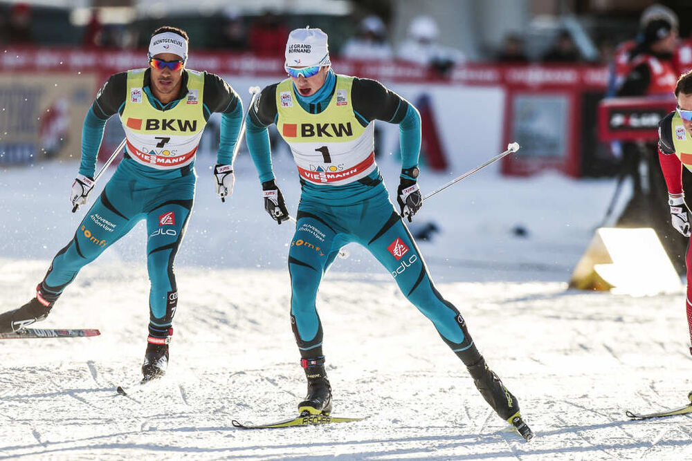 11.12.2016, Davos, Switzerland (SUI):Richard Jouve (FRA), Lucas Chanavat (FRA), (l-r)  - FIS world cup cross-country, individual sprint, Davos (SUI). www.nordicfocus.com. © Modica/NordicFocus. Every downloaded picture is fee-liable.