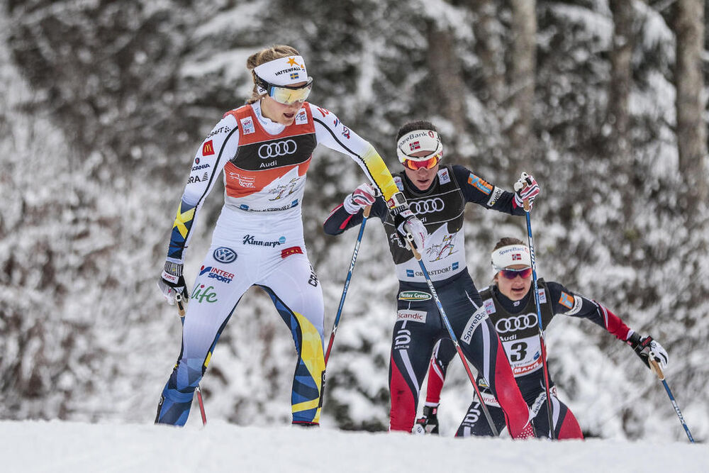 04.01.2017, Oberstdorf, Germany (GER):Stina Nilsson (SWE), Heidi Weng (NOR), Ingvild Flugstad Oestberg (NOR), (l-r)  - FIS world cup cross-country, tour de ski, pursuit women, Oberstdorf (GER). www.nordicfocus.com. © Modica/NordicFocus. Every downloaded