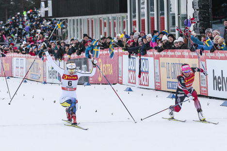 28.01.2017, Falun Sweden (SWE):Stina Nilsson (SWE), Maiken Caspersen Falla (NOR), (l-r) - FIS world cup cross-country, individual sprint, Falun (SWE). www.nordicfocus.com. © Modica/NordicFocus. Every downloaded picture is fee-liable. NordicFocus 28.01.2017, Falun Sweden (SWE):Stina Nilsson (SWE), Maiken Caspersen Falla (NOR), (l-r) - FIS world cup cross-country, individual sprint, Falun (SWE). www.nordicfocus.com. © Modica/NordicFocus. Every downloaded picture is fee-liable.