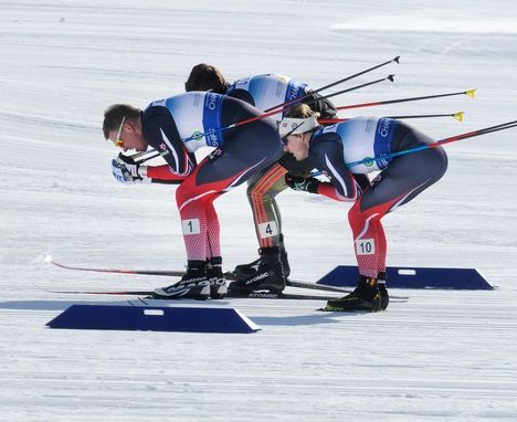 Men’s classic sprint 200 meters from finish at the USANA FIS Junior Nordic World Championships classic sprint. (U.S. Ski Team - Tom Kelly) Men’s classic sprint 200 meters from finish at the USANA FIS Junior Nordic World Championships classic sprint. (U.S. Ski Team - Tom Kelly)