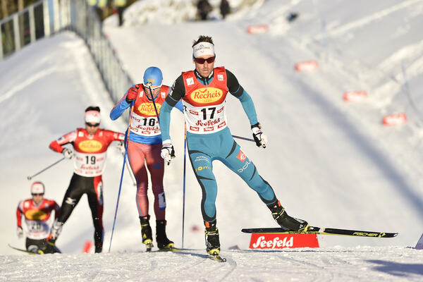 27.01.2017, Seefeld, Austria (AUT):Francois Braud (FRA), Ernest Yahin (RUS) - FIS world cup nordic combined, individual gundersen HS109/5km, Seefeld (AUT). www.nordicfocus.com. © Thibaut/NordicFocus. Every downloaded picture is fee-liable. NordicFocus