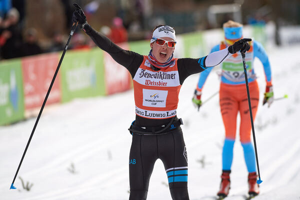05.02.2017, Oberammergau, Germany (GER):Aurelie Dabudyk (FRA), Maria Graefnings (SUI), (l-r) - FIS Worldloppet Cup Koenig Ludwig Lauf, Oberammergau (GER). www.nordicfocus.com. © Rauschendorfer/NordicFocus. Every downloaded picture is fee-liable. NordicFocus