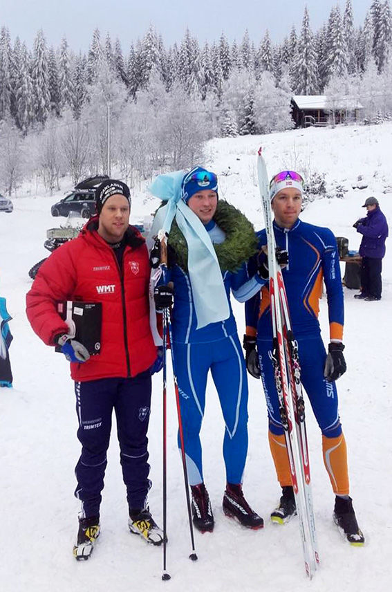 GABRIEL STRID från Sunne (mitten) vann Mattila Ski Maraton före Anders Blom, Filipstad (vänster) och Richard Ohlsson, Team Oslo Sportslager.