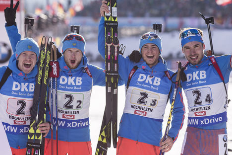 18.02.2017, Hochfilzen, Austria (AUT):Alexey Volkov (RUS), Maxim Tsvetkov (RUS), Anton Babikov (RUS), Anton Shipulin (RUS), (l-r) - IBU world championships biathlon, relay men, Hochfilzen (AUT). www.nordicfocus.com. © NordicFocus. Every downloaded pictu NordicFocus 18.02.2017, Hochfilzen, Austria (AUT):Alexey Volkov (RUS), Maxim Tsvetkov (RUS), Anton Babikov (RUS), Anton Shipulin (RUS), (l-r) - IBU world championships biathlon, relay men, Hochfilzen (AUT). www.nordicfocus.com. © NordicFocus. Every downloaded pictu
