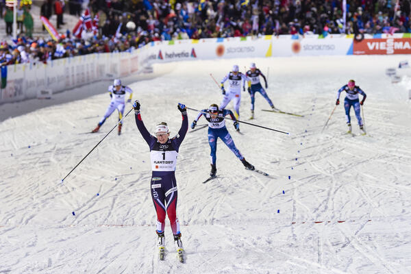 23.02.2017, Lahti, Finland (FIN):Maiken Caspersen Falla (NOR), Jessica Diggins (USA), Kikkan Randall (USA) - FIS nordic world ski championships, cross-country, individual sprint, Lahti (FIN). www.nordicfocus.com. © Thibaut/NordicFocus. Every downloaded NordicFocus