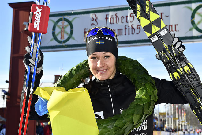 I ÅR blev det ingen seger i Vasaloppet for Britta Johansson Norgren, men hon leder fortfarande klart i Visma Ski Classics med tre tävlingar kvar. Foto: NISSE SCHMIDT/Vasaloppet