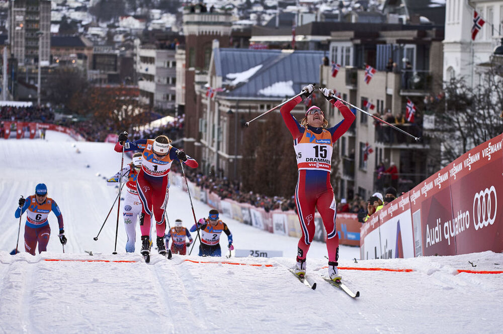 03.02.2016, Drammen, Norway (NOR):Natalia Matveeva (RUS), Ingvild Flugstad Oestberg (NOR), Maiken Caspersen Falla (NOR), (l-r)  - FIS world cup cross-country, individual sprint, Drammen (NOR). www.nordicfocus.com. © Felgenhauer/NordicFocus. Every downlo