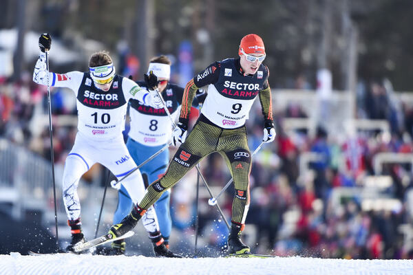11.03.2017, Oslo, Norway (NOR):Eric Frenzel (GER), Eero Hirvonen (FIN) - FIS world cup nordic combined, individual gundersen HS134/10km, Oslo (NOR). www.nordicfocus.com. © Thibaut/NordicFocus. Every downloaded picture is fee-liable. Thibaut/NordicFocus