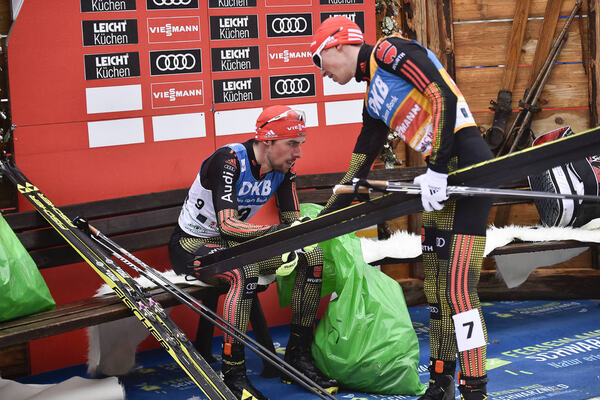 18.03.2017, Schonach, Germany (GER):Johannes Rydzek (GER), Eric Frenzel (GER) - FIS world cup nordic combined, individual gundersen HS106/10km, Schonach (GER). www.nordicfocus.com. © Thibaut/NordicFocus. Every downloaded picture is fee-liable. NordicFocus