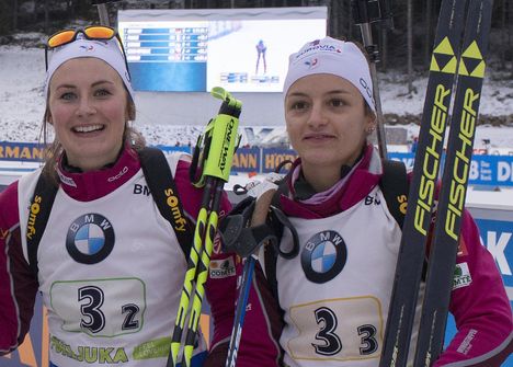 11.12.2016, Pokljuka, Slovenia (SLO):Anais Chevalier (FRA), Marie Dorin Habert (FRA), Justine Braisaz (FRA), Celia Aymonier (FRA), (l-r) - IBU world cup biathlon, relay women, Pokljuka (SLO). www.nordicfocus.com. © Manzoni/NordicFocus. Every downloaded NordicFocus 11.12.2016, Pokljuka, Slovenia (SLO):Anais Chevalier (FRA), Marie Dorin Habert (FRA), Justine Braisaz (FRA), Celia Aymonier (FRA), (l-r) - IBU world cup biathlon, relay women, Pokljuka (SLO). www.nordicfocus.com. © Manzoni/NordicFocus. Every downloaded