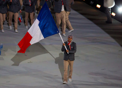 07.02.2014, Sochi, Russia (RUS): Jason Lamy Chappuis (FRA) carrying the flag- XXII. Olympic Winter Games Sochi 2014, opening ceremony, Sochi (RUS). www.nordicfocus.com. © NordicFocus. Every downloaded picture is fee-liable. NordicFocus 07.02.2014, Sochi, Russia (RUS): Jason Lamy Chappuis (FRA) carrying the flag- XXII. Olympic Winter Games Sochi 2014, opening ceremony, Sochi (RUS). www.nordicfocus.com. © NordicFocus. Every downloaded picture is fee-liable.
