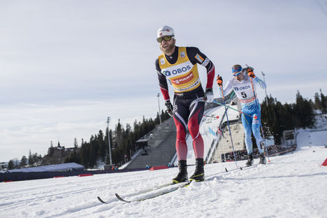 11.03.2017, Oslo, Norway (NOR):Martin Johnsrud Sundby (NOR), Iivo Niskanen (FIN), (l-r) - FIS world cup cross-country, mass men, Oslo (NOR). www.nordicfocus.com. © Manzoni/NordicFocus. Every downloaded picture is fee-liable. NordicFocus 11.03.2017, Oslo, Norway (NOR):Martin Johnsrud Sundby (NOR), Iivo Niskanen (FIN), (l-r) - FIS world cup cross-country, mass men, Oslo (NOR). www.nordicfocus.com. © Manzoni/NordicFocus. Every downloaded picture is fee-liable.