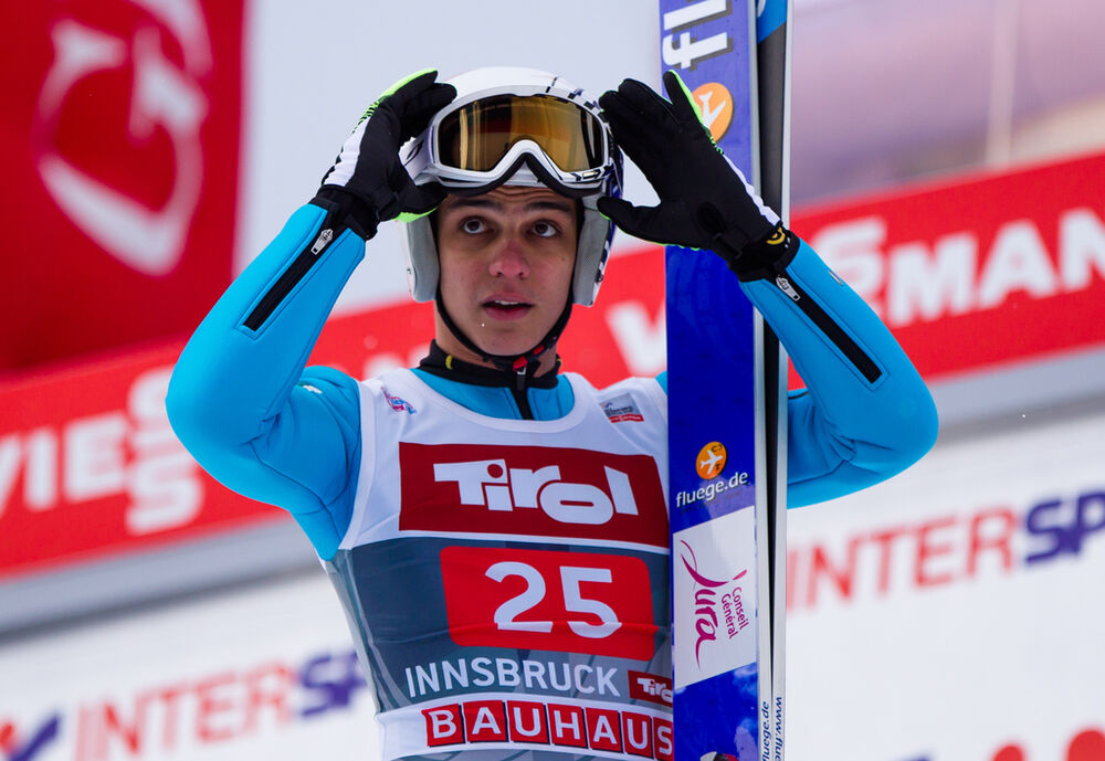 04.01.2015, Innsbruck, Austria (AUT): Ronan Lamy Chappuis (FRA)- FIS world cup ski jumping, four hills tournament, individual HS130, Innsbruck (AUT). www.nordicfocus.com. © Laiho/NordicFocus. Every downloaded picture is fee-liable.