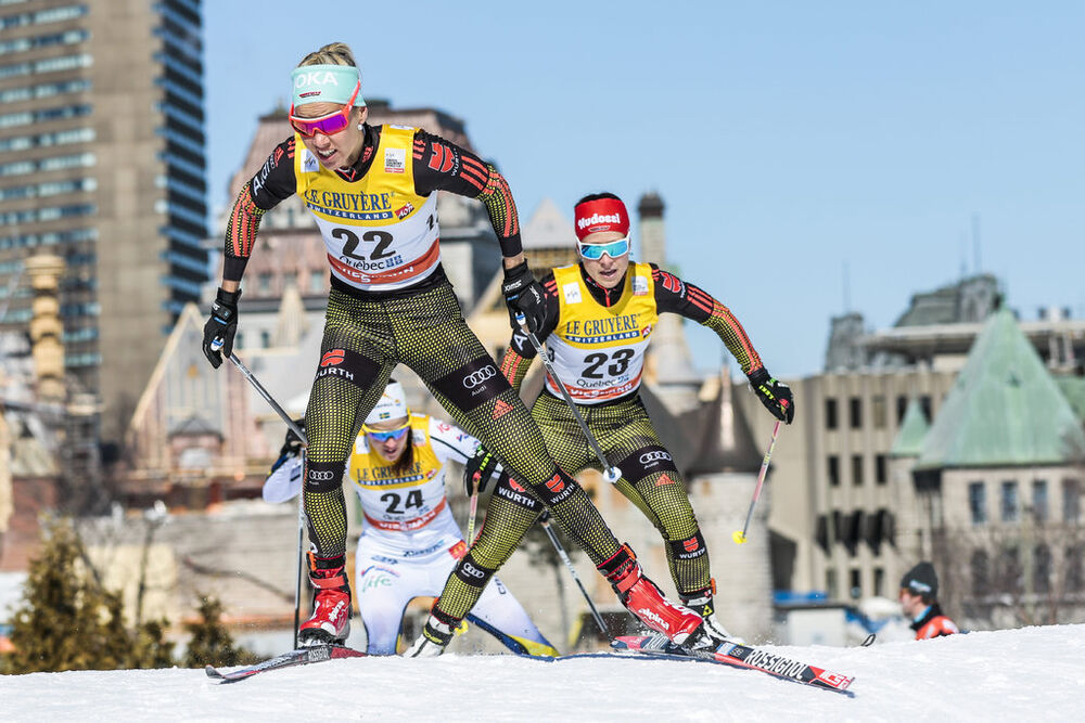 19.03.2017, Quebec, Canada (CAN):Stefanie Boehler (GER), Katharina Hennig (GER), (l-r)  - FIS world cup cross-country, pursuit women, Quebec (CAN). www.nordicfocus.com. © Modica/NordicFocus. Every downloaded picture is fee-liable.