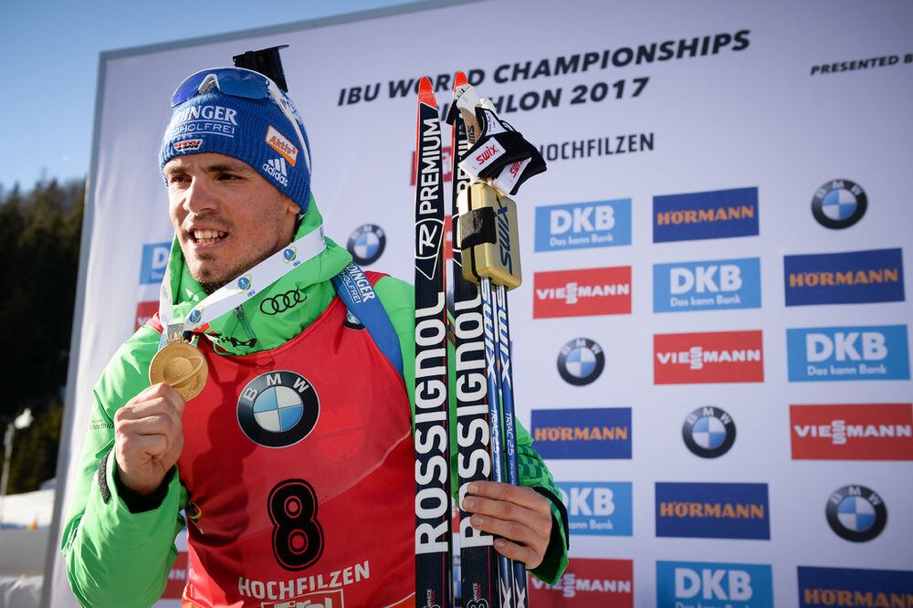 19.02.2017, Hochfilzen, Austria (AUT):Simon Schempp (GER) - IBU world championships biathlon, medals, Hochfilzen (AUT). www.nordicfocus.com. © NordicFocus. Every downloaded picture is fee-liable.