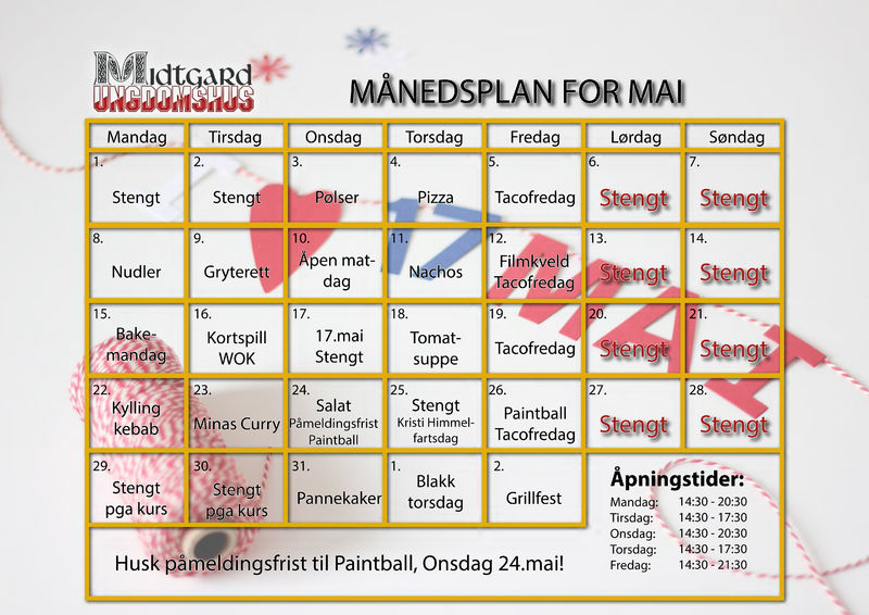 Månedsplan mai 2017 Midtgard