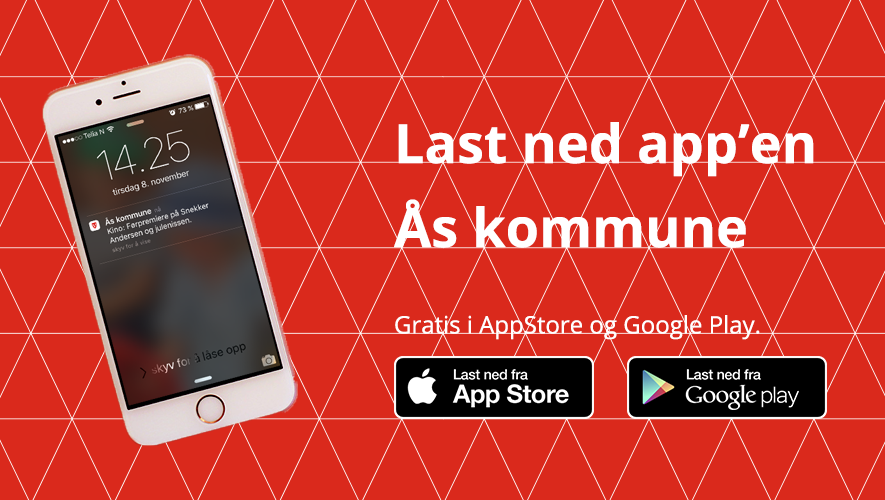 Illustrasjonsbilde Ås kommunes App / pushvarsler