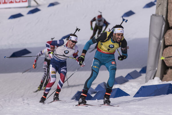 19.03.2017, Oslo, Norway (NOR):Emil Hegle Svendsen (NOR), Martin Fourcade (FRA), (l-r) - IBU world cup biathlon, mass men, Oslo (NOR). www.nordicfocus.com. © Manzoni/NordicFocus. Every downloaded picture is fee-liable. NordicFocus
