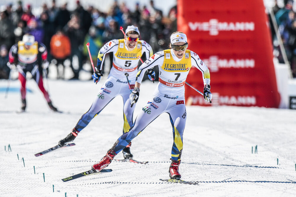 19.03.2017, Quebec, Canada (CAN):Ida Ingemarsdotter (SWE), Stina Nilsson (SWE), (l-r)  - FIS world cup cross-country, pursuit women, Quebec (CAN). www.nordicfocus.com. © Modica/NordicFocus. Every downloaded picture is fee-liable.