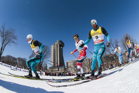 18.03.2017, Quebec, Canada (CAN):Lucas Chanavat (FRA), Johannes Hoesflot Klaebo (NOR), Richard Jouve (FRA), (l-r) - FIS world cup cross-country, mass men, Quebec (CAN). www.nordicfocus.com. © Modica/NordicFocus. Every downloaded picture is fee-liable. NordicFocus 18.03.2017, Quebec, Canada (CAN):Lucas Chanavat (FRA), Johannes Hoesflot Klaebo (NOR), Richard Jouve (FRA), (l-r) - FIS world cup cross-country, mass men, Quebec (CAN). www.nordicfocus.com. © Modica/NordicFocus. Every downloaded picture is fee-liable.