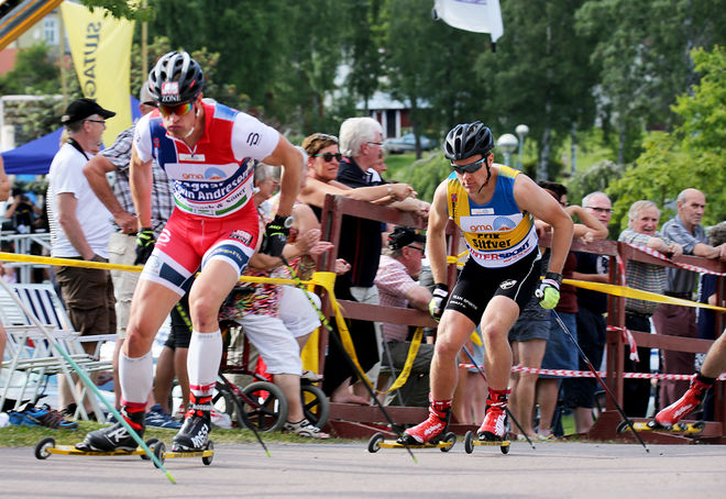 ERIK SILFVER (höger) spurtade in till svenskt VM-silver i teamsprint, men han grejade inte norrmannen Ragnar Bragvin Andresen (tv). Foto/rights: MARCELA HAVLOVA/sweski.com
