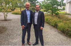 Kommunal- og moderniseringsminister Jan Tore Sanner sammen med den danske verten, økonomi- og innenriksminister Simon Emil Ammitzbøll. Foto: KMD.