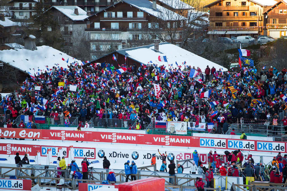 15.12.2013, Annecy-Le Grand Bornand, France (FRA): Event Feature: The grand stand- IBU world cup biathlon, pursuit women, Annecy-Le Grand Bornand (FRA). www.nordicfocus.com. © Manzoni/NordicFocus. Every downloaded picture is fee-liable.