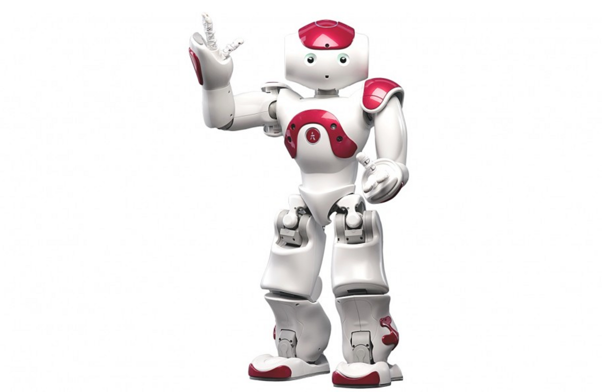 Roboten Nao ser ut som et menneske og er ifølge produsenten nå den mest brukte lærerroboten i verden. Han er utviklet i Frankrike og koster 70 000 kroner. (Bilde: Aldebaran Robotics)