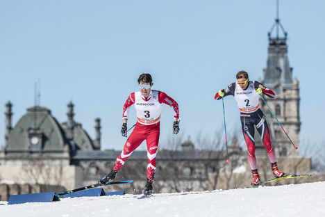 NordicFocus 19.03.2017, Quebec, Canada (CAN):Alex Harvey (CAN), Niklas Dyrhaug (NOR), (l-r) - FIS world cup cross-country, pursuit men, Quebec (CAN). www.nordicfocus.com. © Modica/NordicFocus. Every downloaded picture is fee-liable.