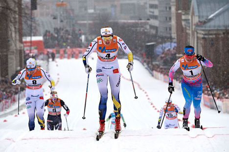 NordicFocus 08.03.2017, Drammen, Norway (NOR):Hanna Falk (SWE), Stina Nilsson (SWE), Krista Parmakoski (FIN), (l-r) - FIS world cup cross-country, individual sprint, Drammen (NOR). www.nordicfocus.com. © Rauschendorfer/NordicFocus. Every downloaded picture is fee-
