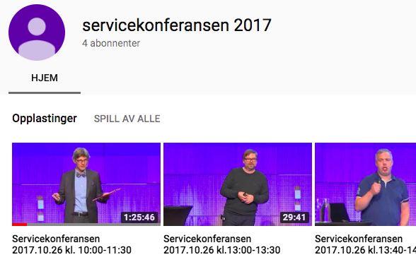 Videoer fra Servicekonferansen 2017.
