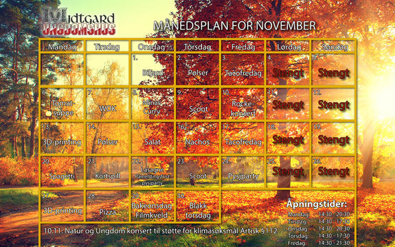 Månedsplan november 2017 Midtgard