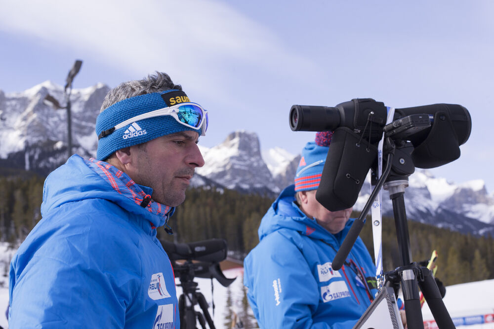 07.02.2016, Canmore, Canada (CAN):Ricco Gross (GER), coach Team Russia  -  IBU world cup biathlon, relay mixed, Canmore (CAN). www.nordicfocus.com. © Manzoni/NordicFocus. Every downloaded picture is fee-liable.