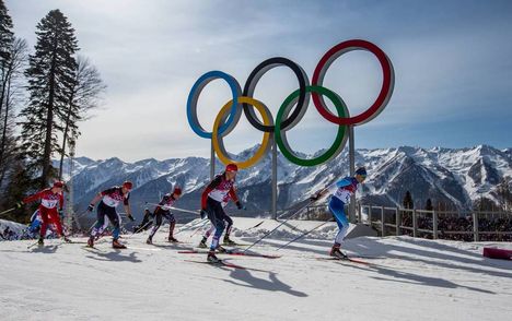 NordicFocus 23.02.2014, Sochi, Russia (RUS): Iivo Niskanen (FIN), Rossignol, KV+, Rottefella, Craft followed by Alexander Legkov (RUS), Rossignol, Swix, Rottefella, Adidas and Maxim Vylegzhanin (RUS), Fischer, Swix, Alpina, Rottefella, Adidas- XXII. Olympic Winter G