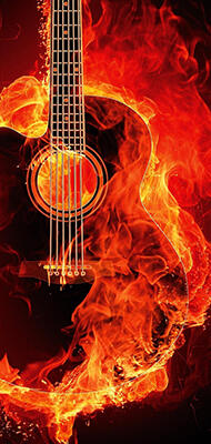 Brennende gitar illustrasjon bilde