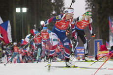 NordicFocus 18.12.2016, Nove Mesto, Czech Republic (CZE): Tiril Eckhoff (NOR), Lisa Theresa Hauser (AUT), (l-r) - IBU world cup biathlon, mass women, Nove Mesto (CZE). www.nordicfocus.com. © Manzoni/NordicFocus. Every downloaded picture is fee-liable.